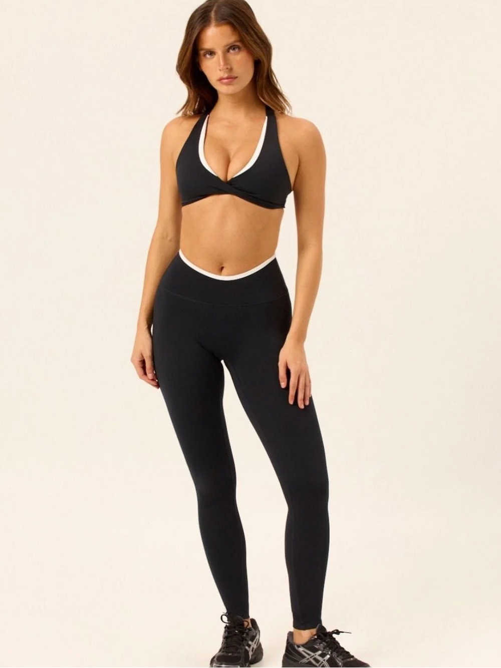 NWT CSB CROP SHOP BOUTIQUE Serenity Dip Leggings - Two Tone Black White - Small